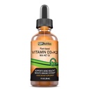 Vegan Vitamina D3 + K2 (MK-7) gotas líquidas com óleo MCT, sabor de hortelã, ajuda a apoiar ossos fortes e coração saudável