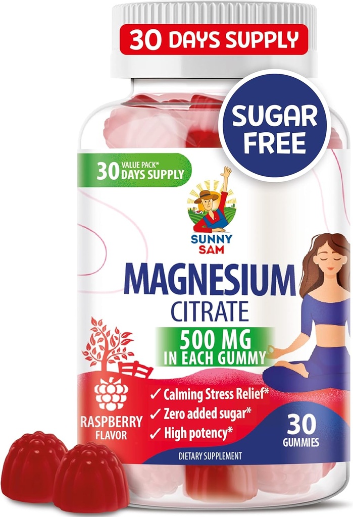 Gummies de magnésio para crianças e adultos - 500mg - Calm Magnesium Chews - Suplemento mastigável de citrato de magnésio para suporte de humor e músculo