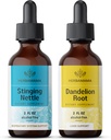 Kit de gotas líquidas de ervas de HERBAMAMA - pacote de sting Nettle & Dandelion Root Tintura 2 fl oz - Vegan, Não-GMO, Açúcar & Álcool - 2 Pack