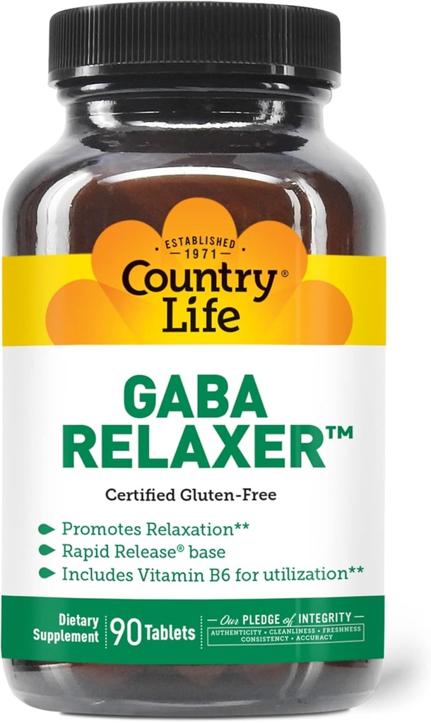 País Vida GABA Relaxador – 90 Comprimidos fórmula de liberação rápida para relaxação, estresse e suporte ao sono □ Com GABA, Aminoácidos & B Vitaminas
