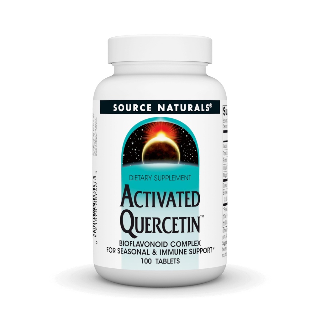 Fonte Naturals Ativada Quercetina - Complexo Bioflavonóide Derivado por Plantas - Defesa Sazonal e Imunitária - 100 Mesas Vegetarianas
