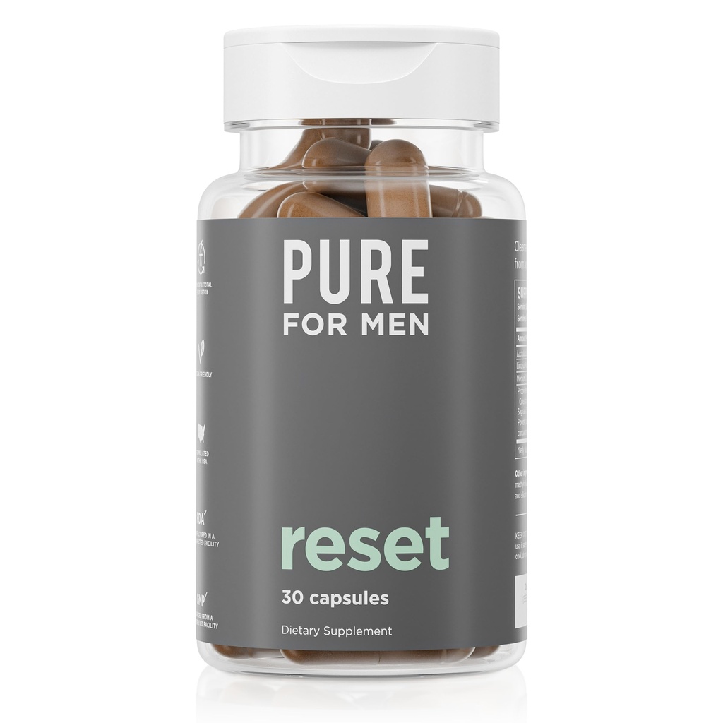 Puro para homens Detox Suplemento, Reiniciar □ Promove a saúde digestiva e gut, Ajuda a remover toxinas e suporta o sistema imunológico, Colon Cleanse 30 cápsulas