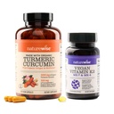 NatureWise Curcumin Turmeric 2250mg com BioPerine & Vegan Vitamina K2 MK-7 100mcg e MK4 500mcg - 180 Conde & 90 Softgels