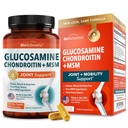 Glucosamina Chondroitina HSH Suplemento de suporte conjunto - Colágeno Peptídeos, Açafrão e Ginger, Ácido Hialurónico, Glucosamina Chondroitina Sulfato para Conforto Conjunto - Glúten Livre, Não OGM, 90 Cápsulas