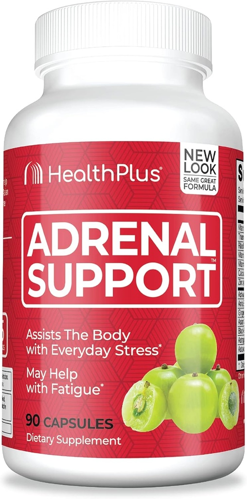 Health Plus Adrenal Cleanse Ashwagandha Cápsulas para Função Adrenal e Apoio Antioxidante e alívio de estresse, 90 Cápsulas