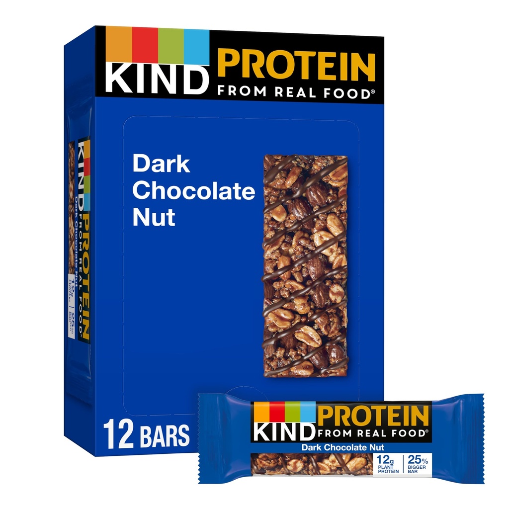 KINK Protein Snack Bar, Porca de Chocolate Escuro, Lanches Saudáveis, Sem Glúten, 12g de proteína vegetal, 12 contagem