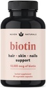 Vitaminas do cabelo - Biotin 10000 mcg com vitamina A, E, C, D & Adaptogens para apoiar o cabelo, pele e unhas - Biotin Suplemento para a saúde e crescimento Vegan, Não-GMO, Glúten livre         . 60 Cápsulas e 30 Servings