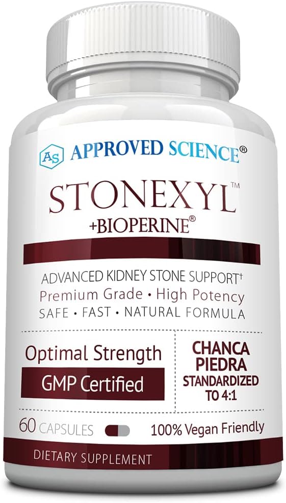 Aprovado Ciência Stonexyl - Suporte de ervas para pedras do rim - 60 Cápsulas - Chanca Piedra - Alta Absorção - 1 Mês de Abastecimento - Vegan