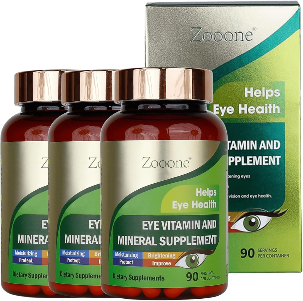 Zooone- Lutein Eye Vitaminas Suplemento para saúde Macular e olho seco, contém Lutein, Zinco, Vitaminas C/E & Zeaxanthin para apoiar a saúde ocular, 90 Comprimidos (3)