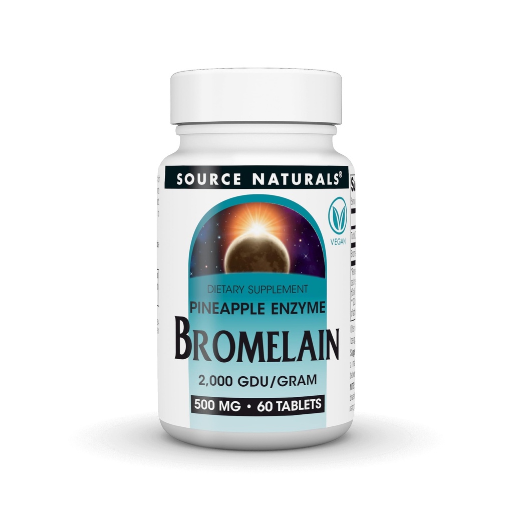Fonte Natural Bromelain, 2.000 GDU/GRAM, Abacaxi Enzima, 500 MG - 60 Comprimidos