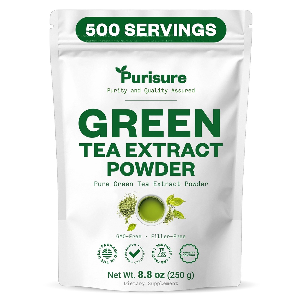 Pursure Green Tea Extract (Extrato de Chá Verde Pursure) Chá em pó de folha verde Premium □ Chá Vegan não adoçado para Latte & Smoothie Recipe