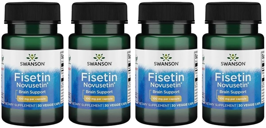 Swanson Fisetin Molecularmente Semelhante à Apigenin, Luteolin e Quercetin 100 Milligrams 30 Veg Cápsulas (4 embalagens)