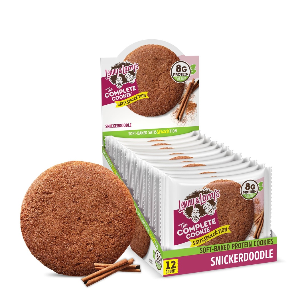Lenny & Larry's The Complete Cookie, Snickerdoodle, Soft Baked, 8g de proteína vegetal, Vegan, Não-GMO, 2 onça Cookie (Pack of 12)