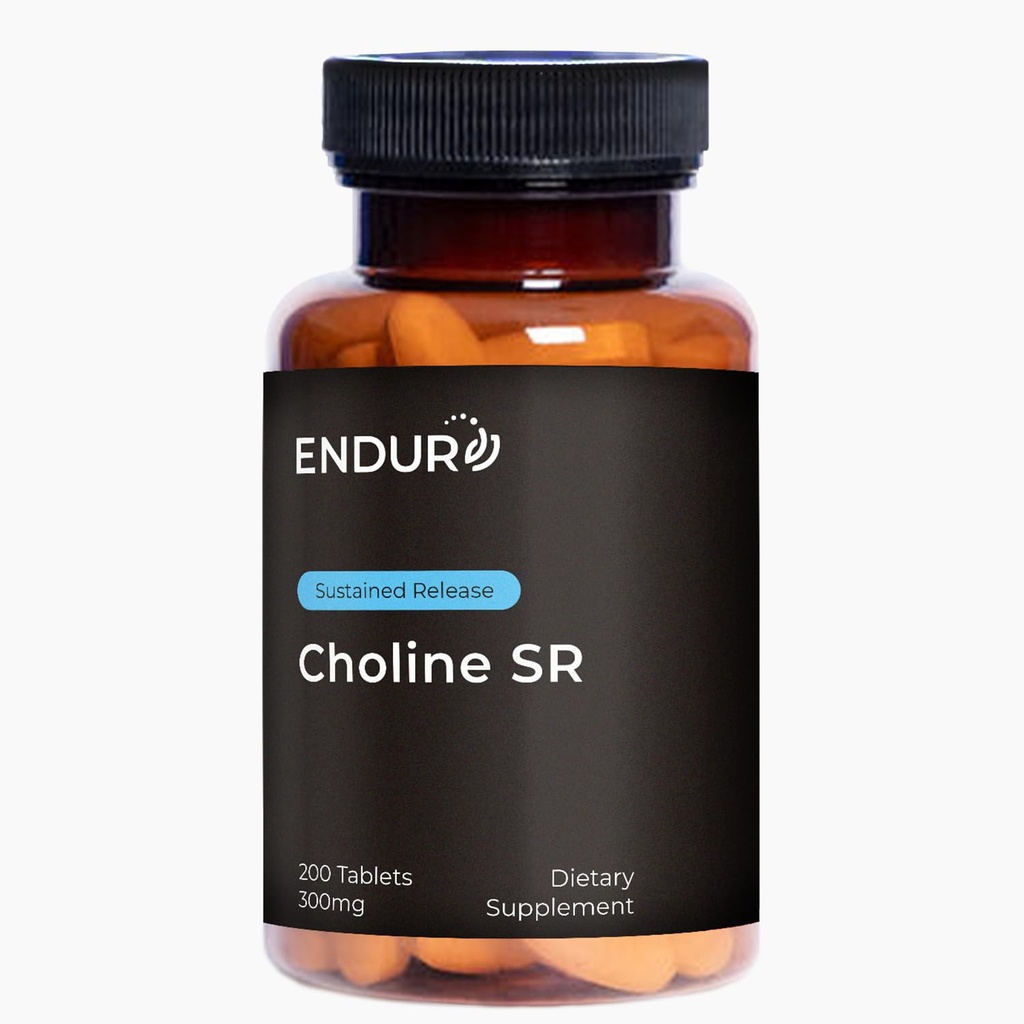 Endur Choline L(+) Bitartarte, Cérebro e Suplemento de suporte de fígado para ajudar a manter sua mente afiada, essencial para o desenvolvimento fetal, 300mg (200 comprimidos)