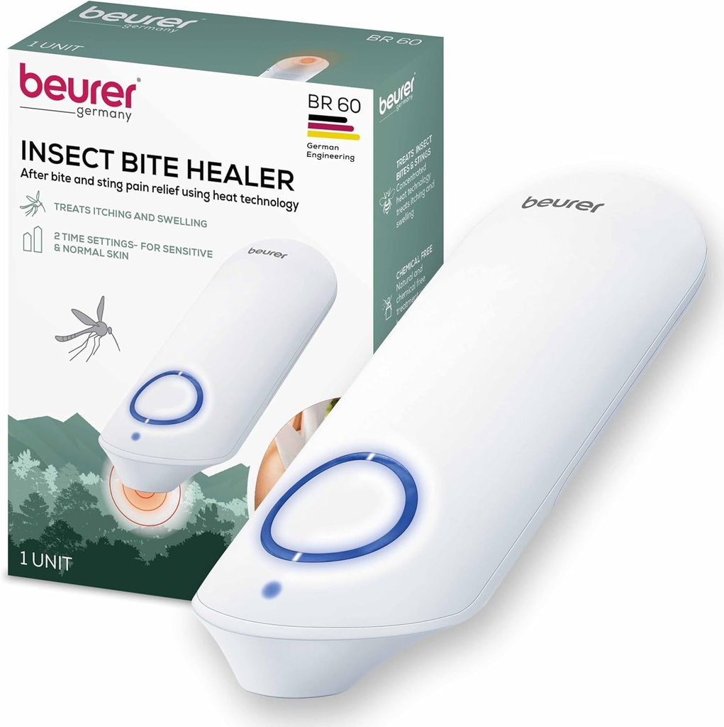 Beurer BR60 Insect Sting and Bite Alief, Bug Bite Healer for Chemical-Free Treatment of Insect Bites, Non-Toxic Natural Relief from Itching and Swelling, for Mosquito Bites