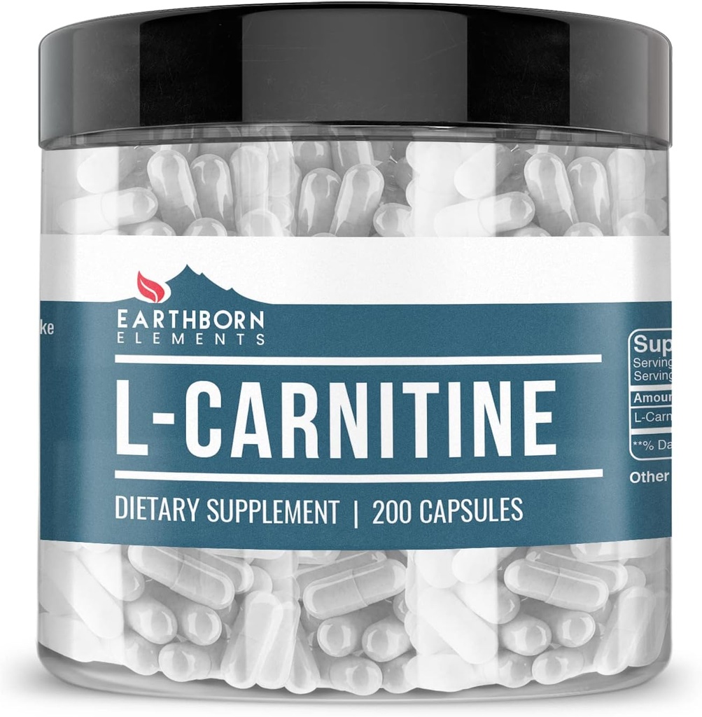 Elementos nascidos na Terra L-Carnitina (200 Cápsulas), Puro & Sem Diluição, Sem Aditivos