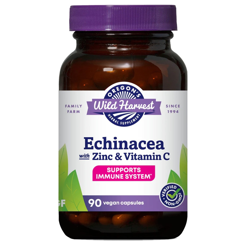 Echinacea de colheita selvagem de Oregon com Zinco e cápsulas de vitamina C, 90 contagem