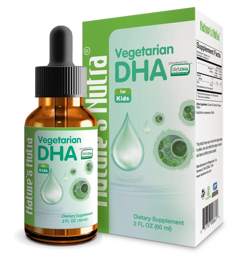 Nutra Vegetarian DHA da natureza, DHA líquido premium para bebê, criança, crianças e crianças, não-GMO, DHA 100 mg, fonte pura da planta, 2 Fl Oz (60ml)