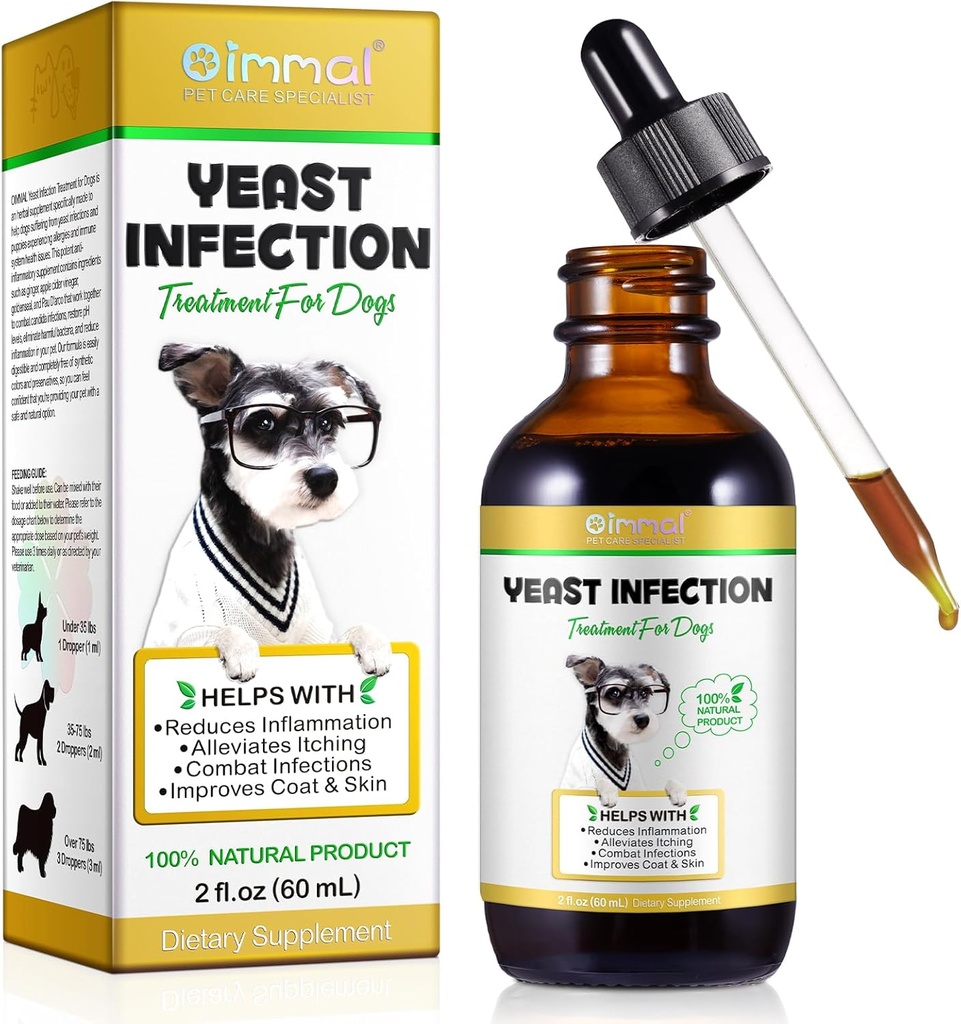 Tratamento da Infecção do Levedo para Cães, Tratamento da Infecção do Orelha do Cão Tratamento da Infecção do Levedo para o Alívio da Pele do Cão Comichão, Alergia do Cão, Infecção do Ouvido do Cão- 2 Fl Oz / 60ml