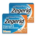 Zegerid OTC, 24 horas de alívio da azia, remédio de refluxo ácido e antiácido, trata azia frequente, omeprazol 20mg + bicarbonato de sódio, inibidor da bomba de prótons (PPI), duas caixas 42ct