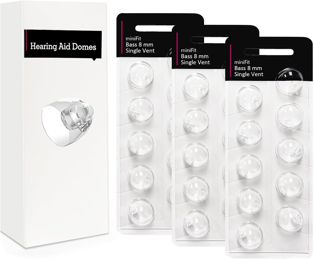Vent Single 8mm-Hearing Aid Domes for Oticon Minifit, Oticon Hearing Aid Supplies, Replacements Parts Accessories Universal Oticon Domes for Hearing Aids Cleaning Kits (30 Pcs)