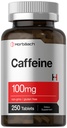 Horbäach Caffeine Pills 100mg 250 comprimidos fórmula vegetariana Não-GMO, Suplemento sem glúten