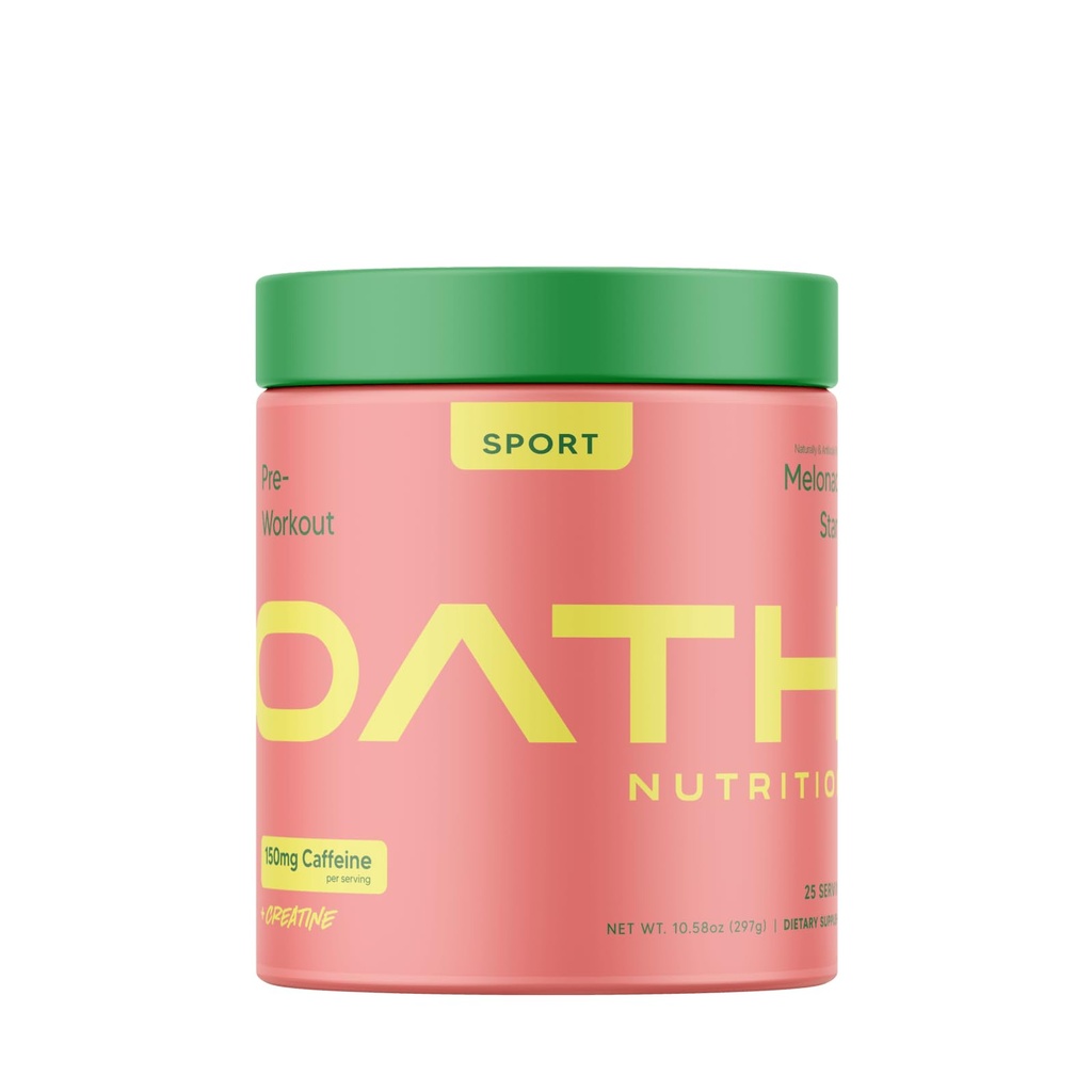 Oath Nutrition esporte açúcar livre pré-treino em pó, Melonade Stand, contém monohidrato de creatina, cafeína e beta Alanine, pó pré-treino para mulheres e homens, 25 Servings