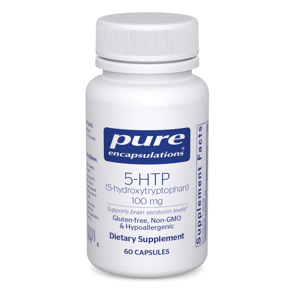 Encapsulamentos puros 5-HTP 100 mg - Saúde cerebral, regulação do sono e suporte de apetite* - 5-Hydroxytryptophan - Gluten Free & Non-GMO - 60 Cápsulas
