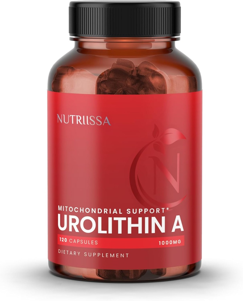 Nutriissa Urolithin A 1000mg - Rejuvenescimento celular avançado, Força muscular - EPEB certificado para pureza e potência - Vegan, 120 Cápsulas