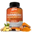 NutriFlair Curcumina Turmérica com Ginger e BioPerine Suplementos de Pimenta Negra, 180 Cápsulas - 95% Curcuminóides - Apoio Conjunto, Antioxidante, Antienvelhecimento - Natural, Não-GMO, Vegan melhor potência máxima