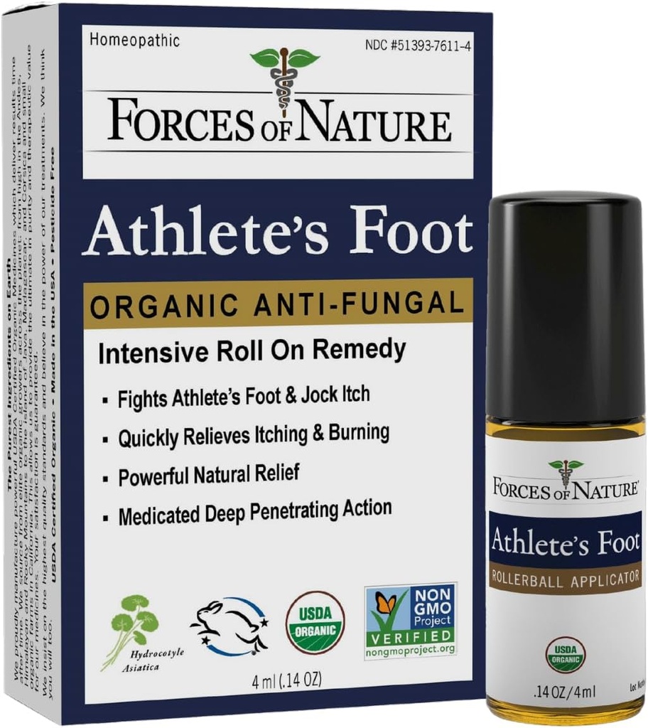Forças da Natureza – Tratamento natural, orgânico do pé do Atleta (4ml) Não OGM, Sem produtos químicos nocivos, Crueldade Livre – Antifungal Alivia Queimando, Coceira, Cracking Causado por AF, Jock Coceira e Ringworm