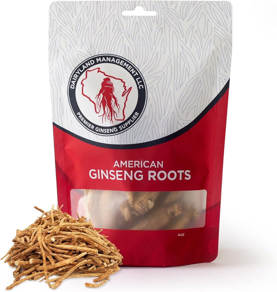 Dairyland American Ginseng Roots Prongs - Pacote de 4 onças de Wisconsin Ginseng Root - Não-GMO, Ginseng Glúten Livre - Use este suplemento de ervas em sopa, chá, Congee