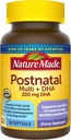 Natureza Made Multivitamin pós-natal + DHA 200 mg, 60 Softgels, para apoiar mães e bebês de enfermagem durante a amamentação, vitaminas e nutrientes pós-natais incluir ferro, vitamina D3, cálcio, iodo