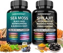 Shilajit e mar musgo combo - Sea Moss 3000mg, Black Seed Oil 2000mg, Ashwagandha 2000mg, Shilajit 9000mg, Rhodiola Rosea1000mg,Panax Ginseng1500mg
