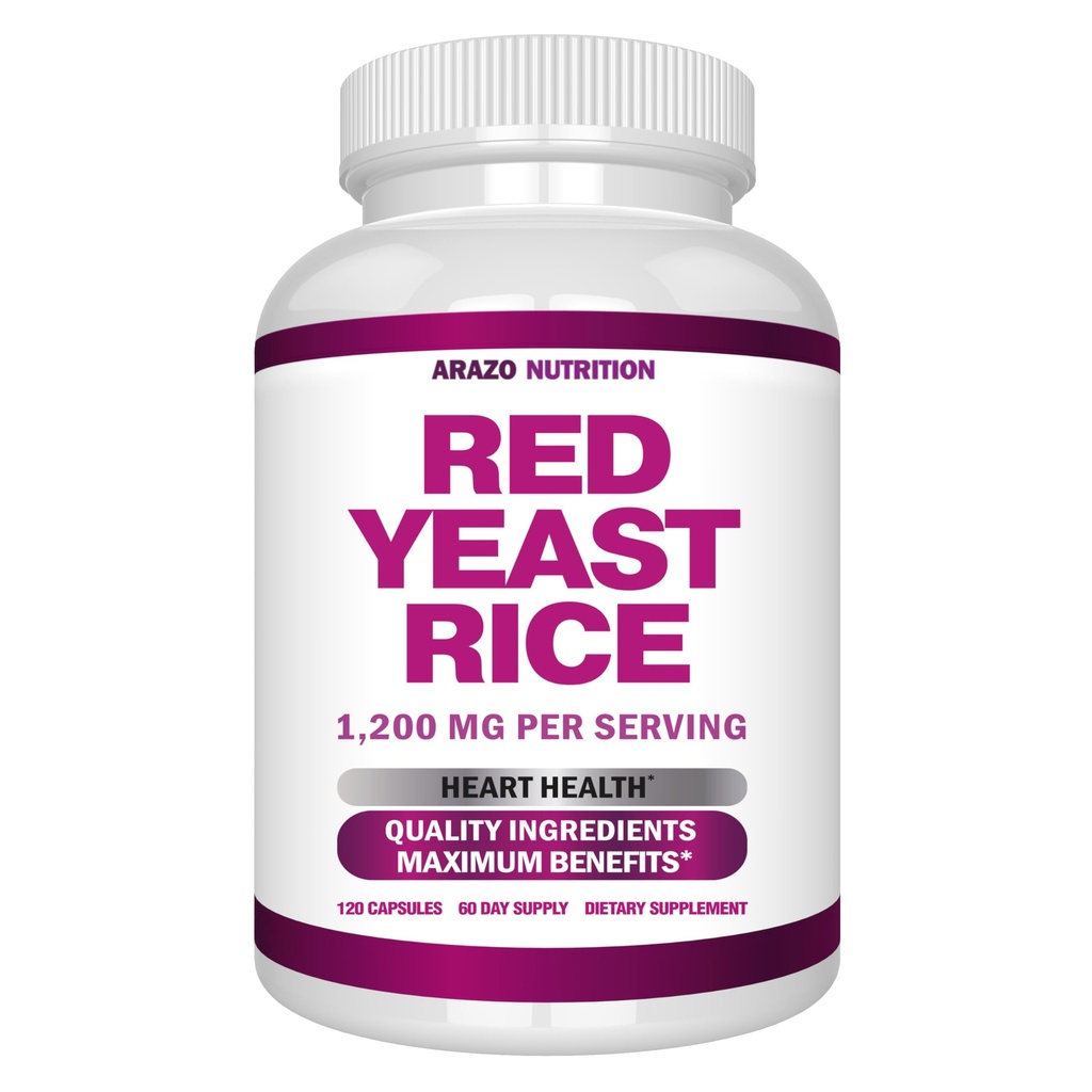 Arazo Nutrition Red Yeast Rice Extract 1200 MG – Citrinina Suplemento gratuito – Vegetarian 120 Cápsulas
