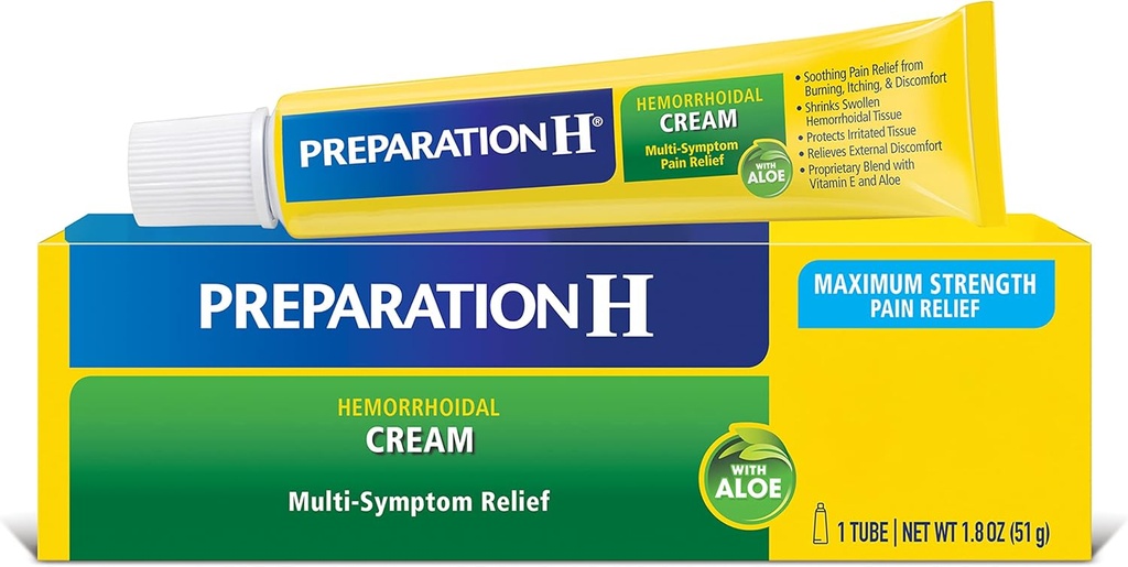 Preparação H Creme de hemorroidas com Aloe para alívio multi-sintomas - 1,8 tubo de Oz