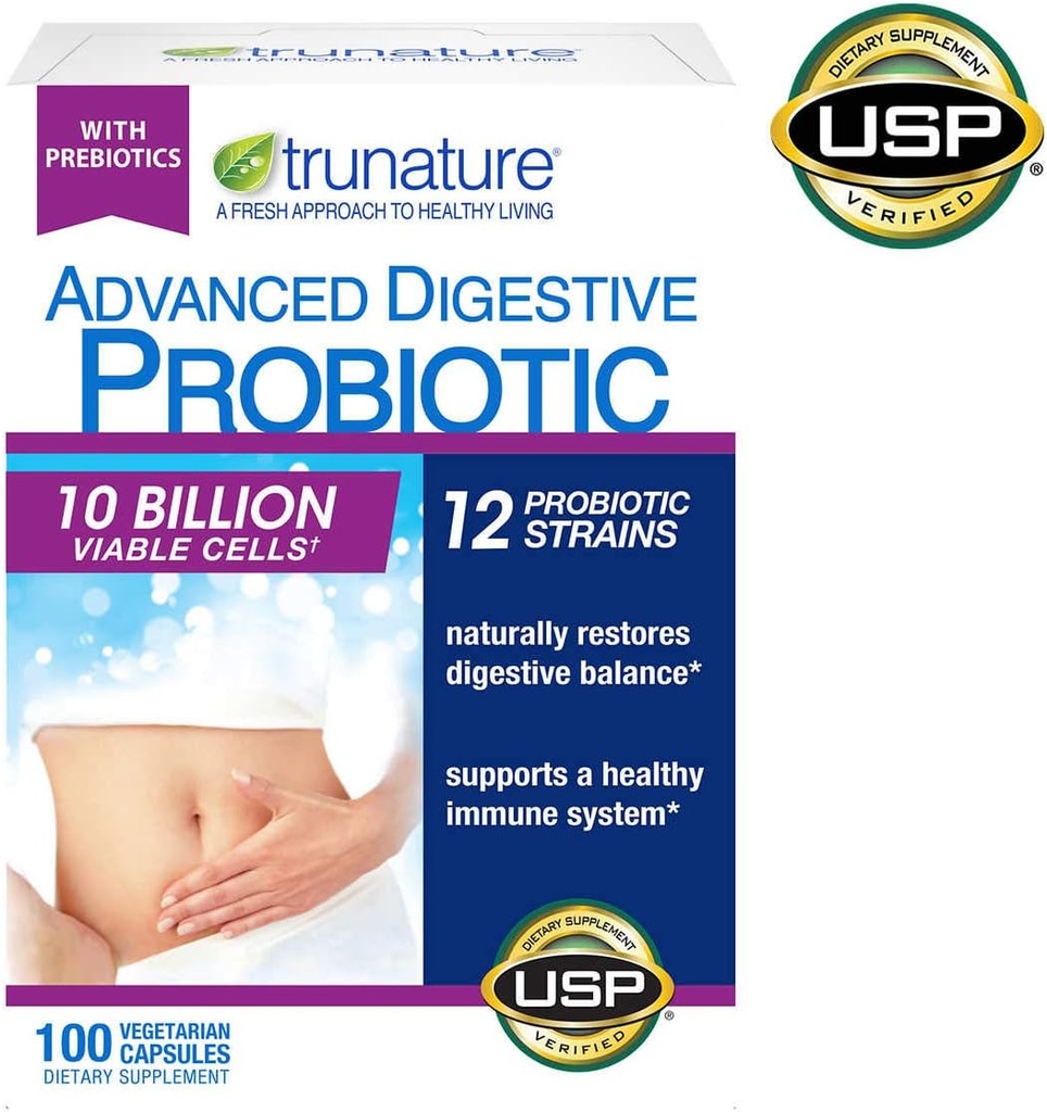 trunature Advanced Digestive Probiótico, 100 Cápsulas (3 Embalagem)