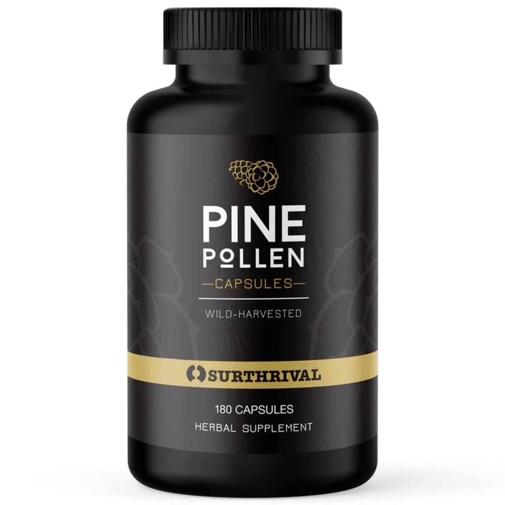 Surthrival: Pine Pollen Powder Cápsulas (180), Colheita selvagem, Energia e Restauração de Endurance