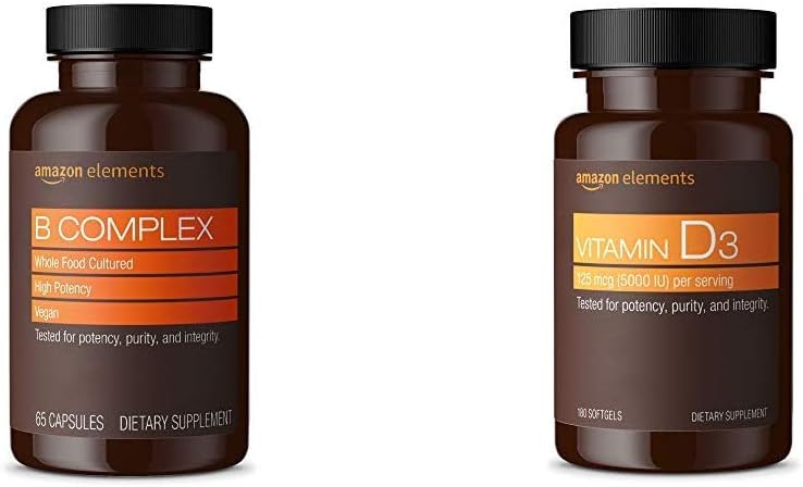 Elementos Complexo B (65 Cápsulas) e Elementos Vitamina D3 (180 Softgels)