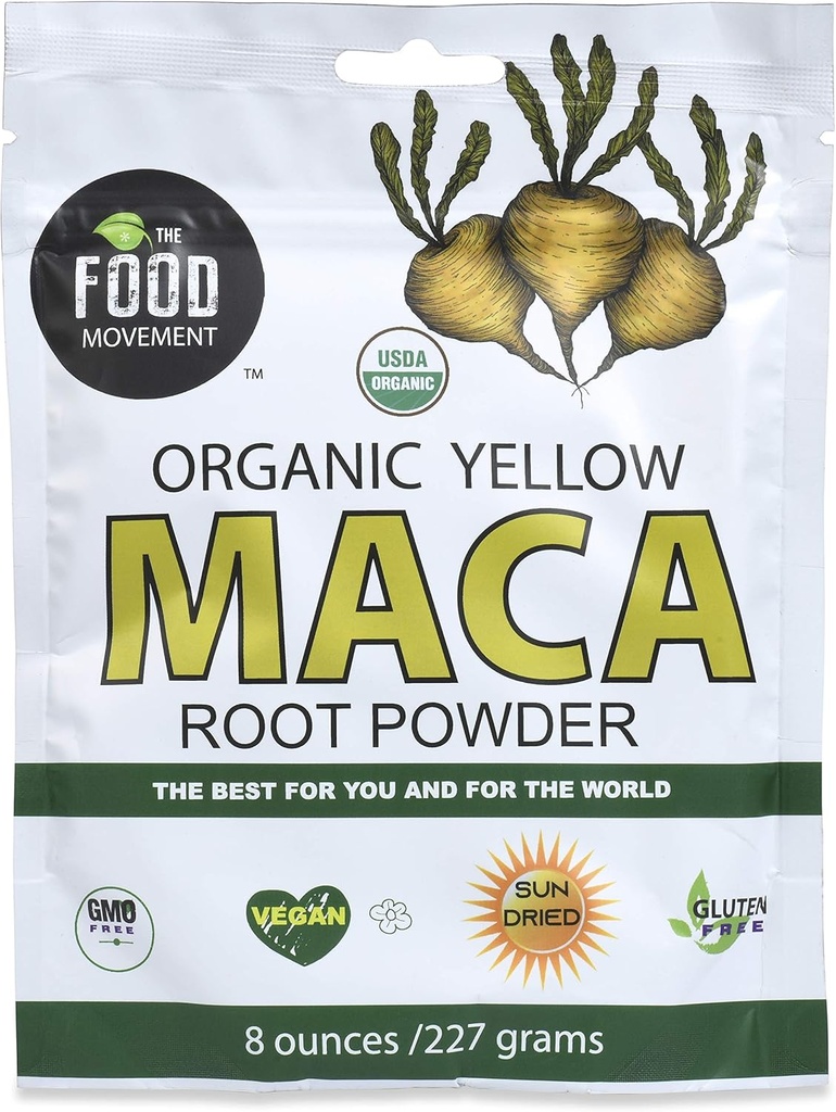 O Movimento Alimentar Amarelo Orgânico Maca Raiz 8 onças