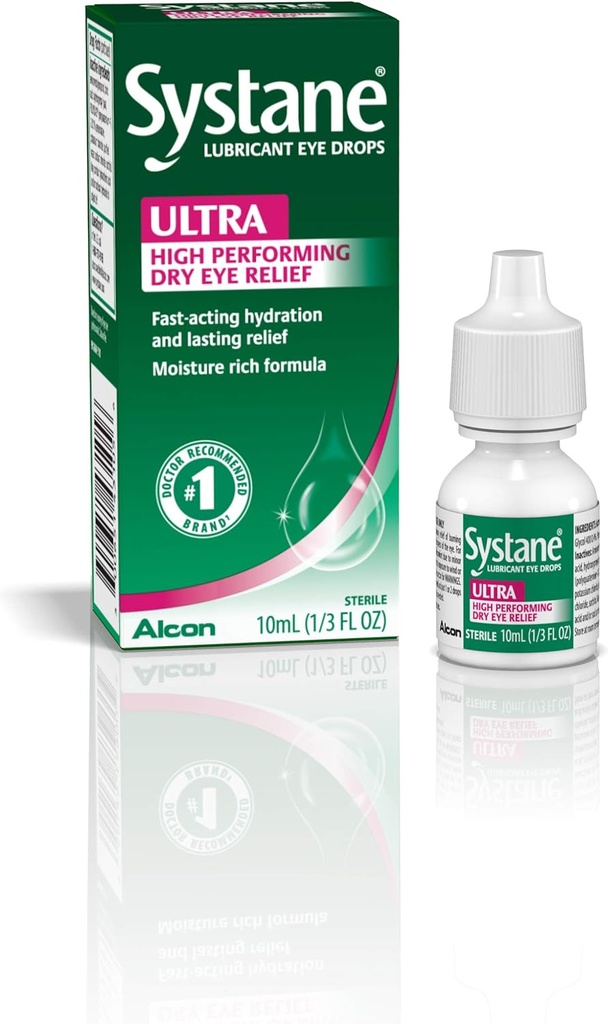 Systane Ultra Lubricante Colírio, Lágrimas Artificiais para Olho Seco, Pacote Único, 10 ml