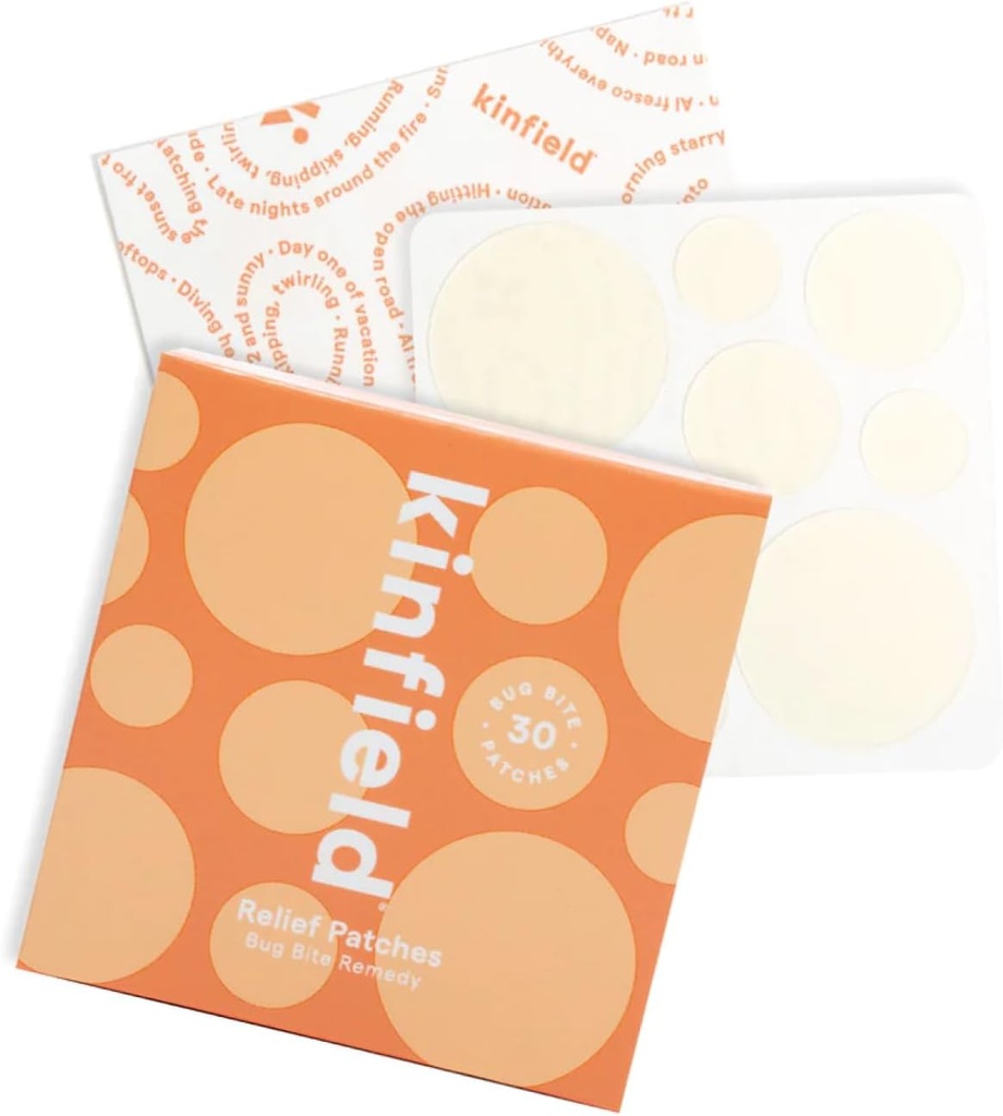 Kinfield Bug Bite Remedy Relief Patches - Hidrocolóides Soothers Pele Contra Coceira e Irritação - Crueldade, e Paraben Livre - Vegan Depois de Tratamento Mordida - 30 x Patches