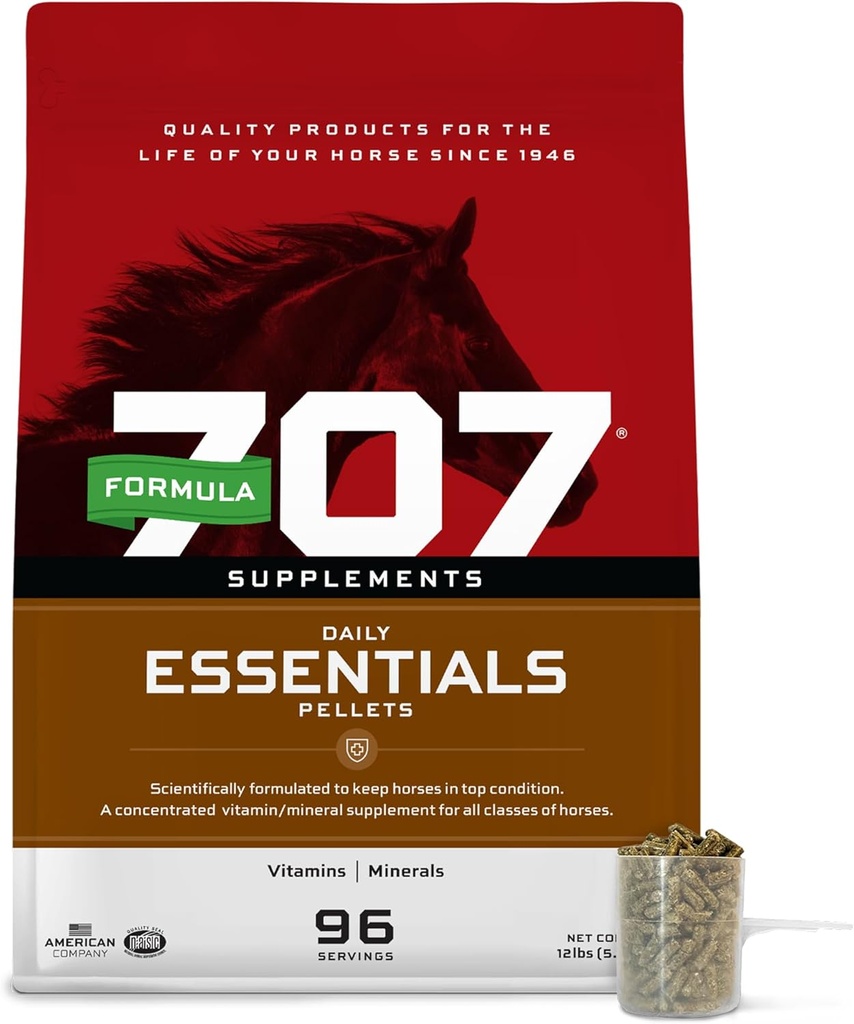 Fórmula 707 Essenciais Diários Suplemento de Equino, saco de 12 lb – Vitaminas e Minerais Completos para Saúde Superior e Condição em Cavalos