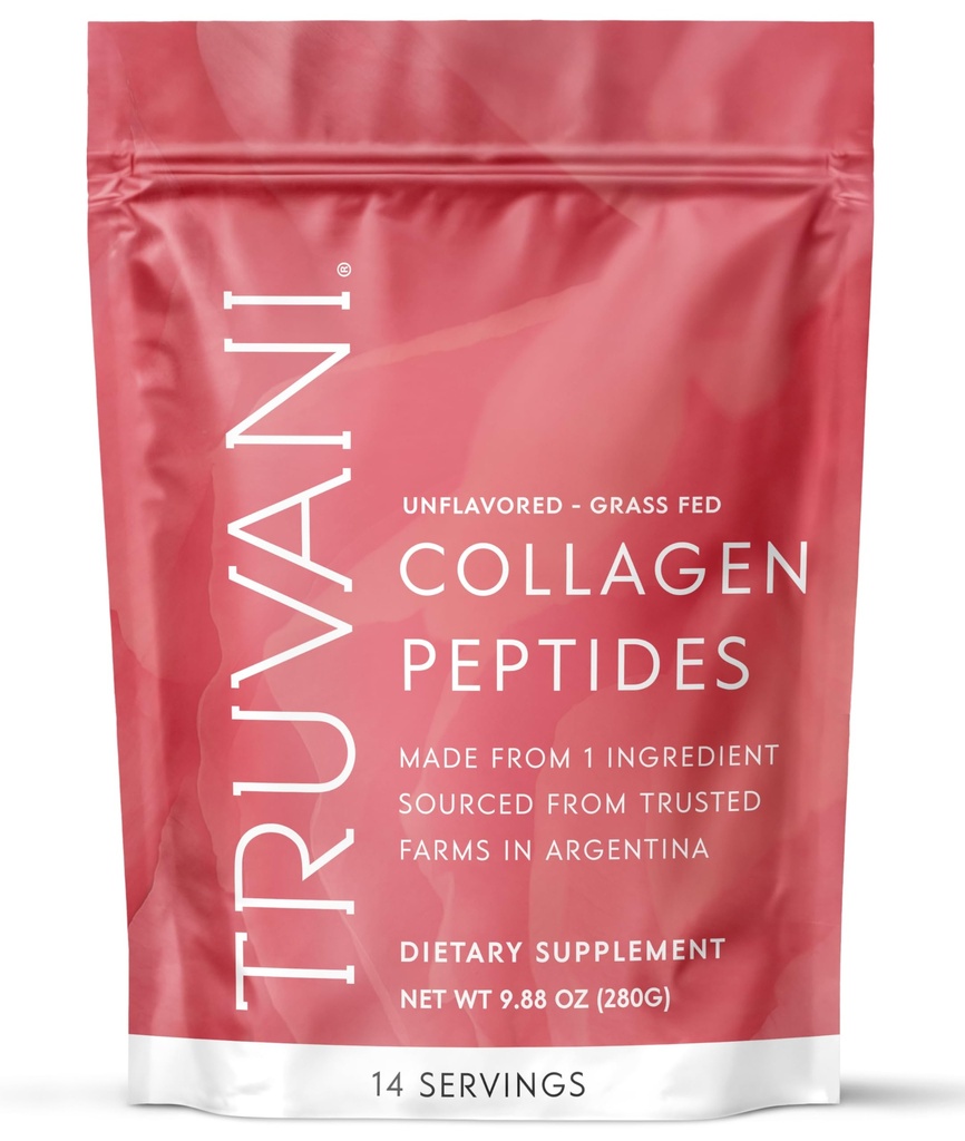 Truvani hidrolisado Colágeno Peptídios Não-aromatizados 14 Servos de 20g de pó de proteína de colágeno de grama Promove o cabelo, unhas, pele e saúde comum