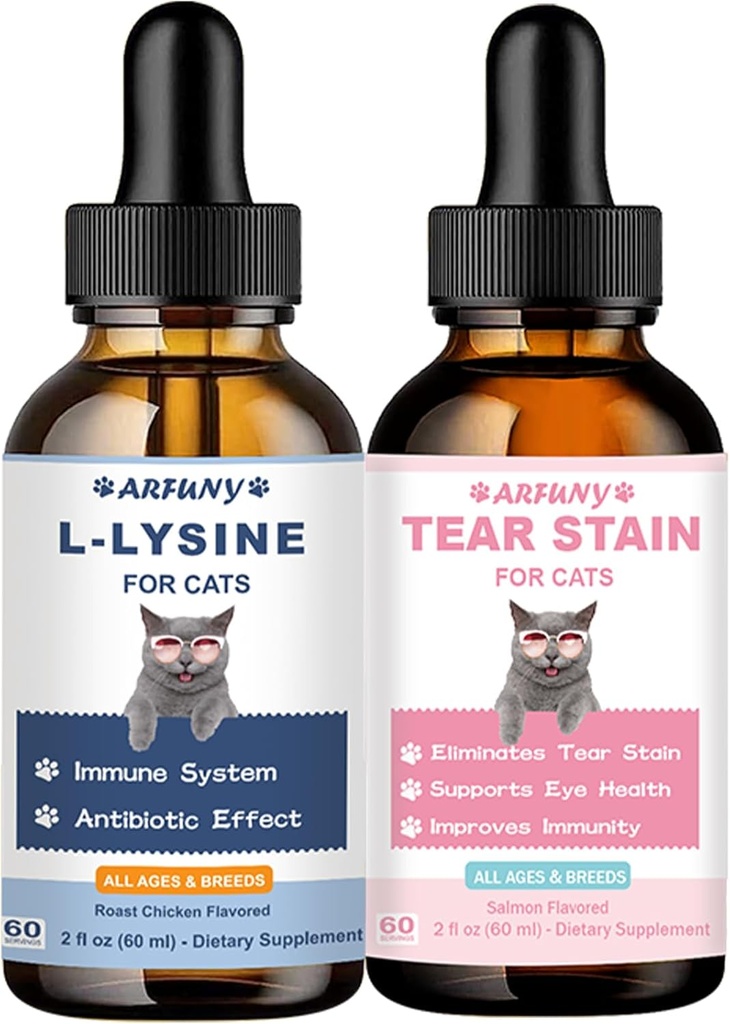 Lisina para Removedor de Pedaços de Gatos e Lágrimas - Apoiando Função Visual Normal, Eliminação de Pedaços de Lágrima, Alívio Frio - Tratamento de Infecção Respiratória de Gatos e Olho para Nariz Runny e Olhos Aguados