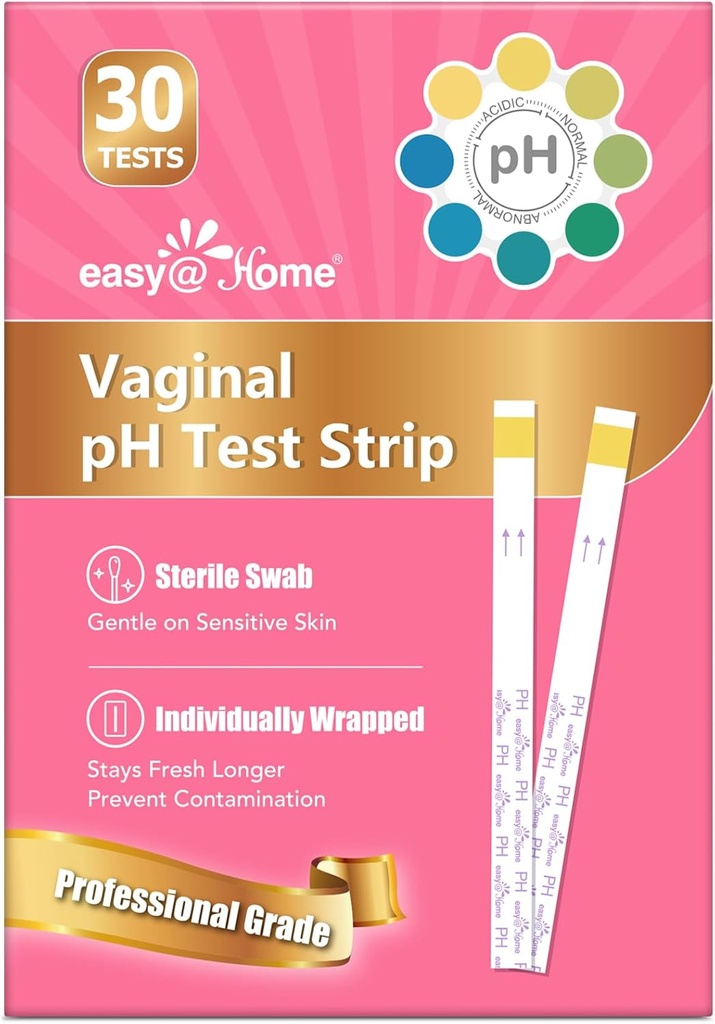 Easy@Home Vaginal pH teste -30 tiras Kit de teste BV em casa para as mulheres Teste de infecção de levedura + pH equilíbrio para as mulheres