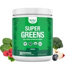 Aninhado Naturals Super Verdes Pó de Superalimentação Diário - Certificado USDA Verde Orgânico Pó w/20+ Alimentos inteiros, Spirulina Pó, Trigo & Cevada Grama - Probióticos, Fibra & Enzimas - Sabor original, 30