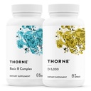 THORNE - Complexo B Basic (60 Cápsulas) & Vitamina D-5000 (60 Cápsulas) Bundle - Suporta Produção de Energia Celular, Saúde do Cérebro e Ossos Saudáveis - Glúten, Leite e Soja