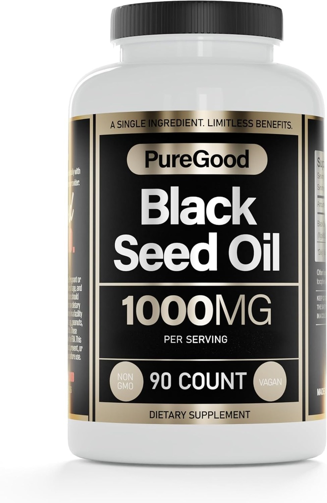 Cápsulas de óleo de semente preta, 500 Mg, frio prensado de alta potência Digestive Aid, 90 contagem de 100% não OGM Puro Black Cumin Seed Oil Cápsulas