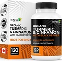 Renew Actives Organic Turmeric 474MG & Cinnamon 50MG por 2 Cápsulas – com Curcumina e BioPerine para Absorção – Suporta Metabolismo, Saúde Conjunta e Digestão – Made in Canada – 120 Cápsulas